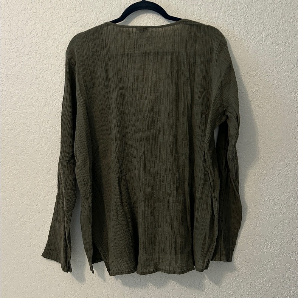Aerie Dark Olive Long Sleeve Shirt - Picture 3 of 7